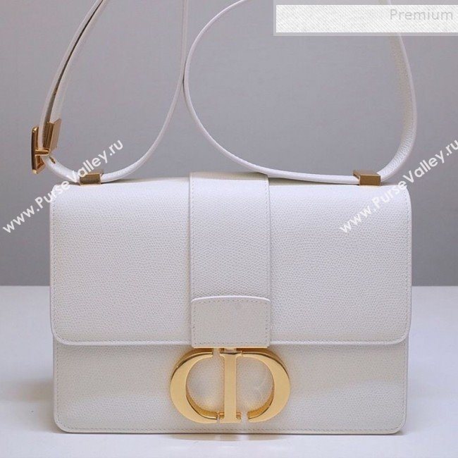 Dior 30 Montaigne CD Flap Bag in Grained Calfskin White 2019 (BINF-9090932)