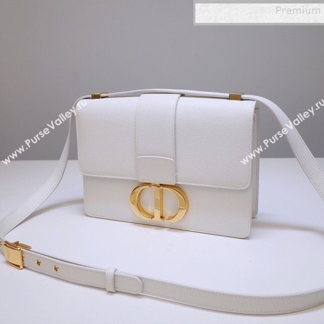 Dior 30 Montaigne CD Flap Bag in Grained Calfskin White 2019 (BINF-9090932)