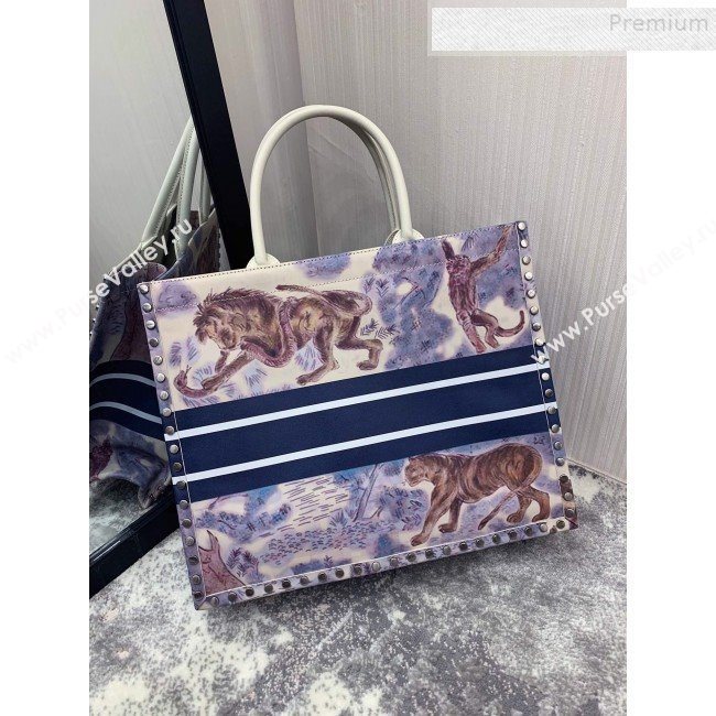 Dior Book Tote Large Bag in Toile de Jouy Pinted Calfskin and Studs 2019 (BINF-9090937)