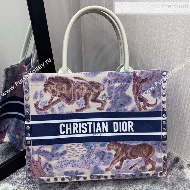 Dior Book Tote Small Bag in Toile de Jouy Pinted Calfskin and Studs 2019 (BINF-9090936)