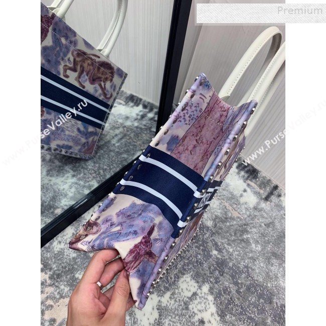 Dior Book Tote Small Bag in Toile de Jouy Pinted Calfskin and Studs 2019 (BINF-9090936)