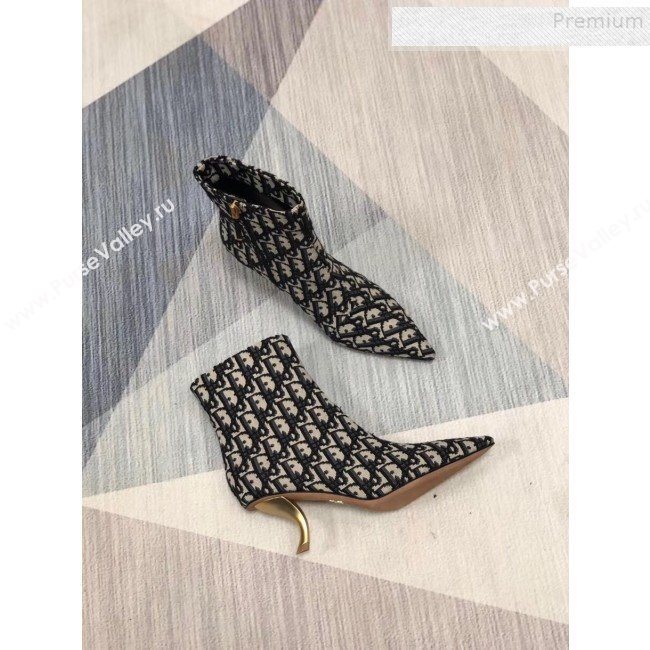 Dior Oblique Canvas Twist Heel Short Boots Black 2019 (MD-9091137)