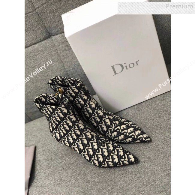 Dior Oblique Canvas Twist Heel Short Boots Black 2019 (MD-9091137)