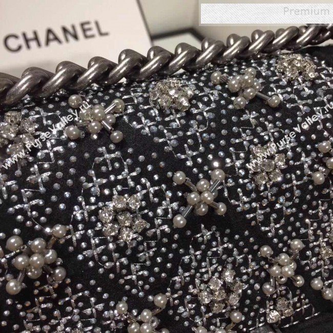 Chanel Wool Crystal Small Boy Flap Bag A67086 Black 2019 (FM-9091712)