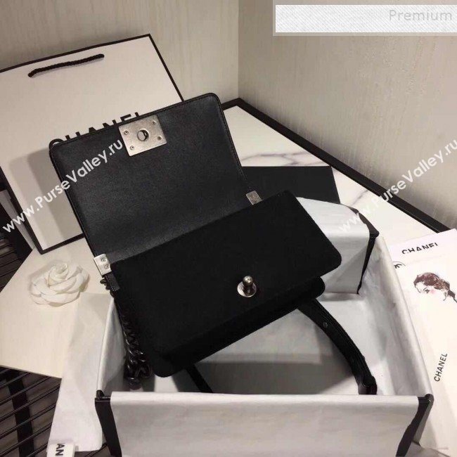 Chanel Wool Crystal Small Boy Flap Bag A67086 Black 2019 (FM-9091712)