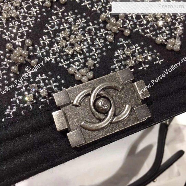 Chanel Wool Crystal Medium Boy Flap Bag A67086 Black 2019 (FM-9091713)