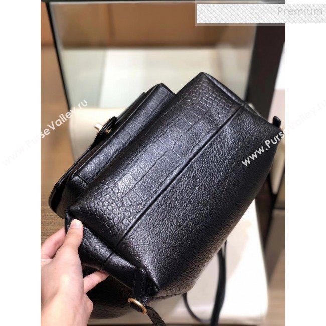 Chanel Metallic Crocodile Embossed Calfskin Large Backpack AS0800 Black 2019 (SMJD-9091813)