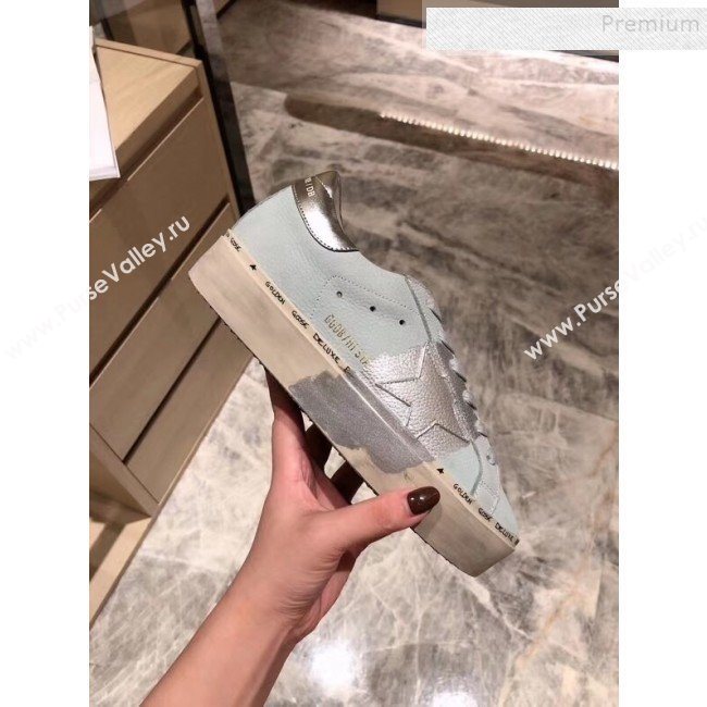 Golden Goose Hi Star Sneakers in Calfskin and Silver Leaf Light Grey 2019 (JINGC-9091734)