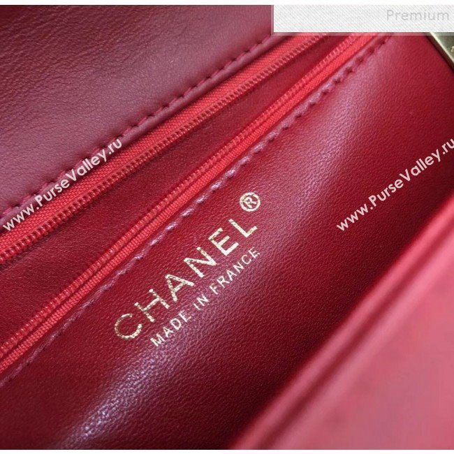 Chanel Quilted and Chevron Calfskin Flap Bag with Top Handle AS0804 Red 2019 (KAIS-9091704)