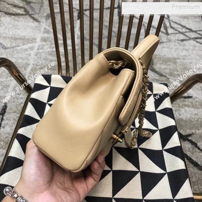 Chanel Quilted and Chevron Calfskin Flap Bag with Top Handle AS0804 Beige 2019 (JDH-9091706)
