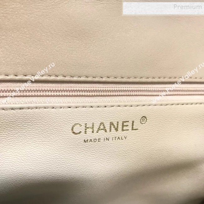 Chanel Quilted and Chevron Calfskin Flap Bag with Top Handle AS0804 Beige 2019 (JDH-9091706)