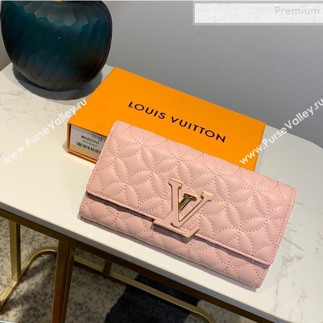 Louis Vuitton Capucines Bloom Lambskin Long Flap Wallet M68590 Pink 2019 (LVSJ-9091806)