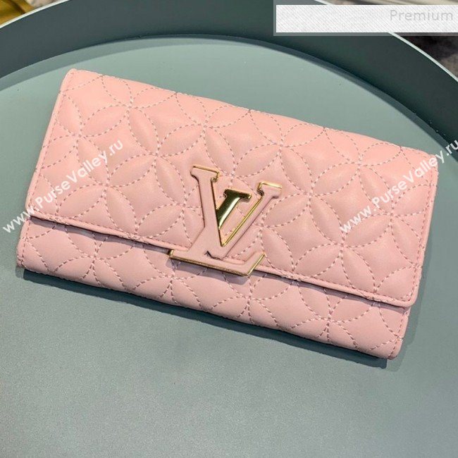 Louis Vuitton Capucines Bloom Lambskin Long Flap Wallet M68590 Pink 2019 (LVSJ-9091806)