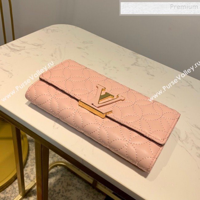 Louis Vuitton Capucines Bloom Lambskin Long Flap Wallet M68590 Pink 2019 (LVSJ-9091806)