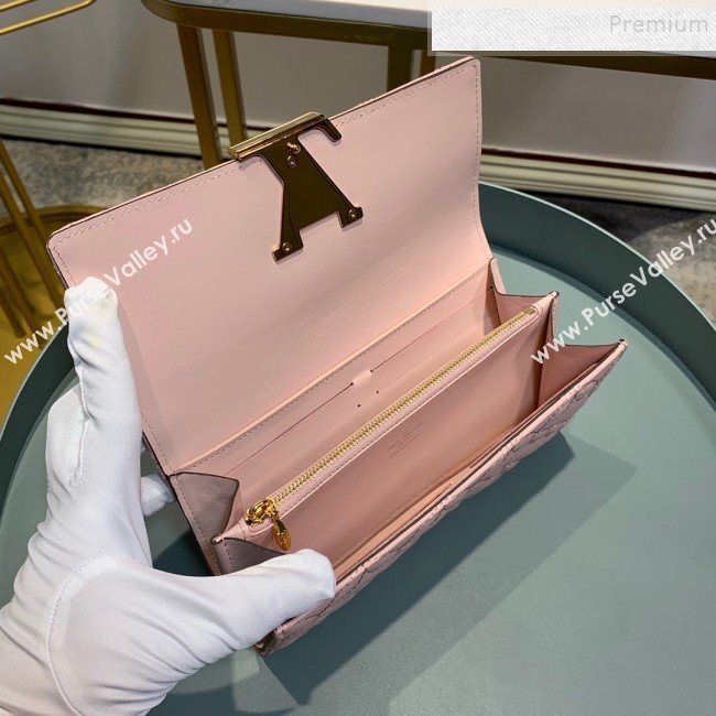 Louis Vuitton Capucines Bloom Lambskin Long Flap Wallet M68590 Pink 2019 (LVSJ-9091806)