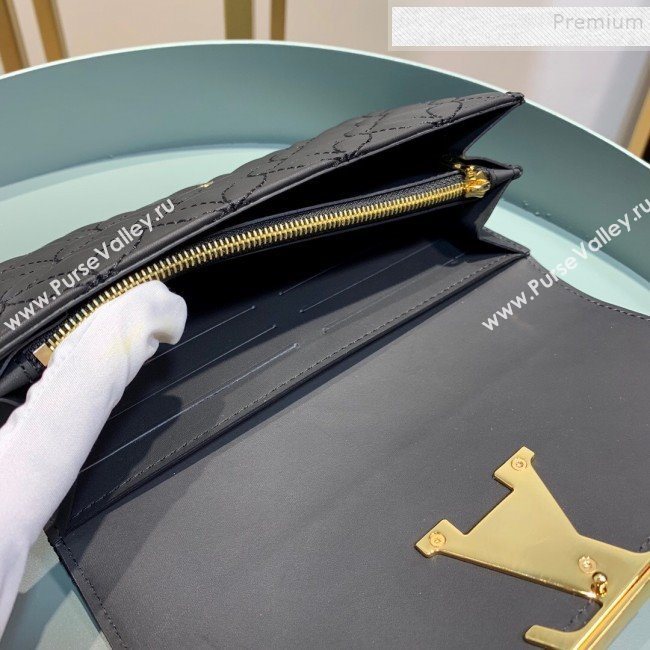 Louis Vuitton Capucines Bloom Lambskin Long Flap Wallet M68590 Black 2019 (LVSJ-9091805)