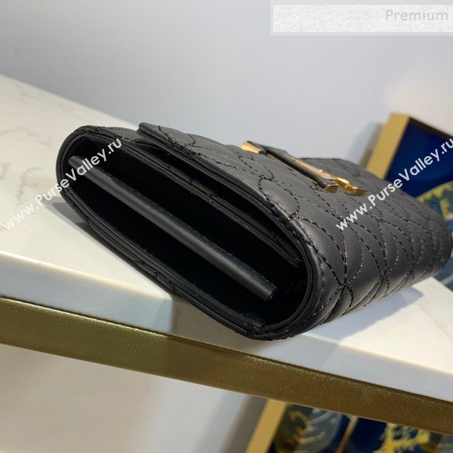 Louis Vuitton Capucines Bloom Lambskin Long Flap Wallet M68590 Black 2019 (LVSJ-9091805)