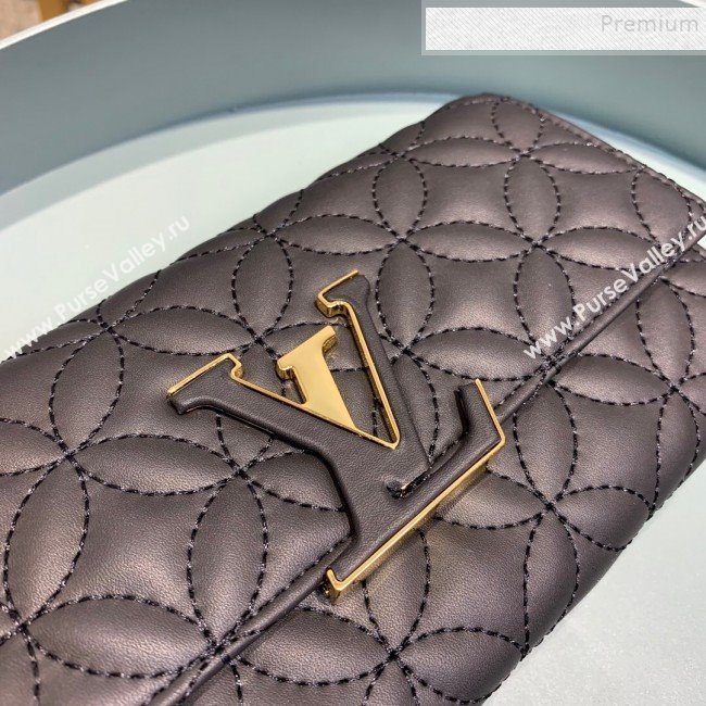 Louis Vuitton Capucines Bloom Lambskin Long Flap Wallet M68590 Black 2019 (LVSJ-9091805)