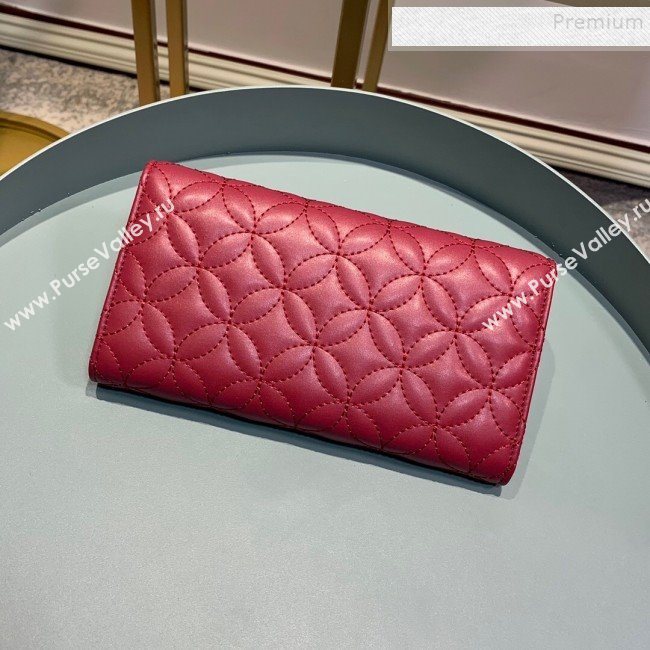 Louis Vuitton Capucines Bloom Lambskin Long Flap Wallet M68590 Dark Red 2019 (LVSJ-9091807)