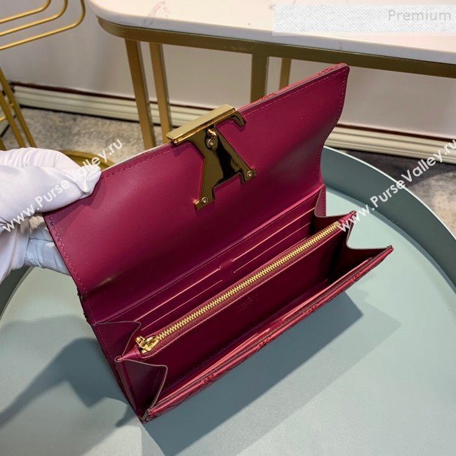 Louis Vuitton Capucines Bloom Lambskin Long Flap Wallet M68590 Dark Red 2019 (LVSJ-9091807)