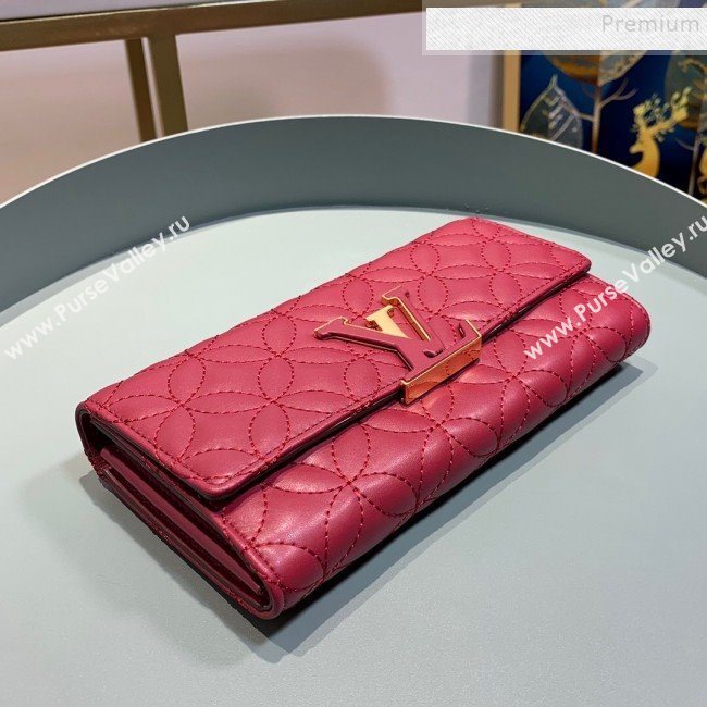 Louis Vuitton Capucines Bloom Lambskin Long Flap Wallet M68590 Dark Red 2019 (LVSJ-9091807)