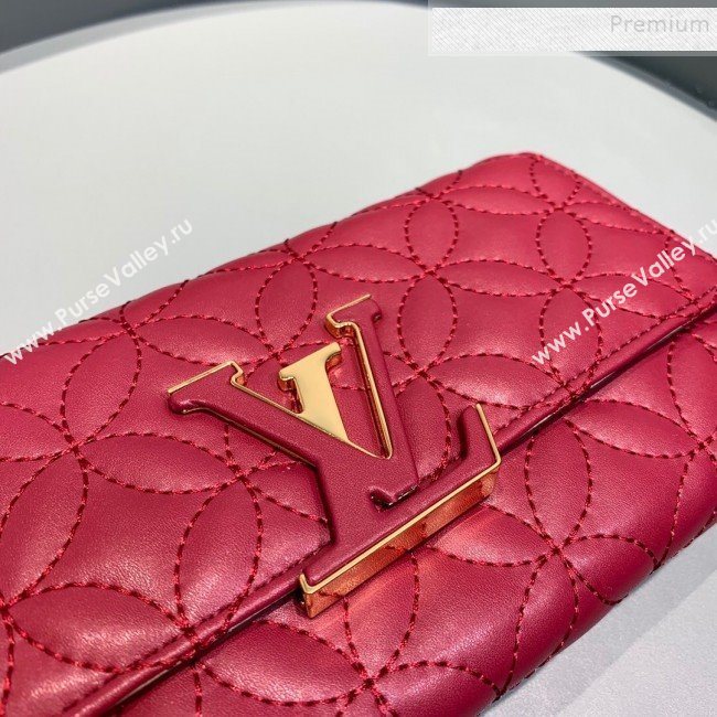 Louis Vuitton Capucines Bloom Lambskin Long Flap Wallet M68590 Dark Red 2019 (LVSJ-9091807)
