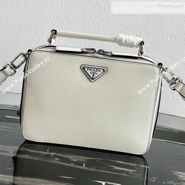 Prada Mens Saffiano Leather Square Bandoleer Shoulder Bag 2VH069 White 2019 (PYZ-9091833)