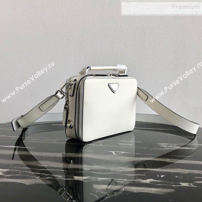 Prada Mens Saffiano Leather Square Bandoleer Shoulder Bag 2VH069 White 2019 (PYZ-9091833)