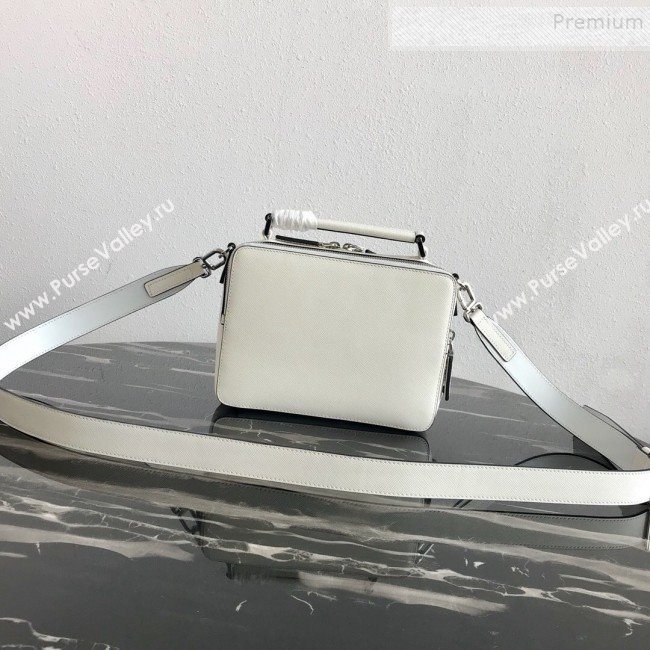 Prada Mens Saffiano Leather Square Bandoleer Shoulder Bag 2VH069 White 2019 (PYZ-9091833)