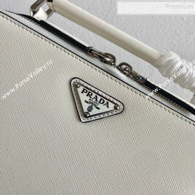 Prada Mens Saffiano Leather Square Bandoleer Shoulder Bag 2VH069 White 2019 (PYZ-9091833)