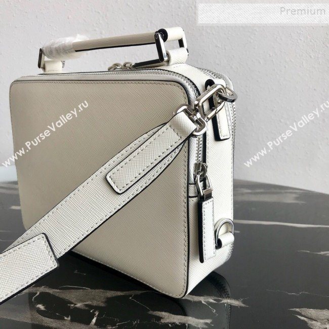 Prada Mens Saffiano Leather Square Bandoleer Shoulder Bag 2VH069 White 2019 (PYZ-9091833)