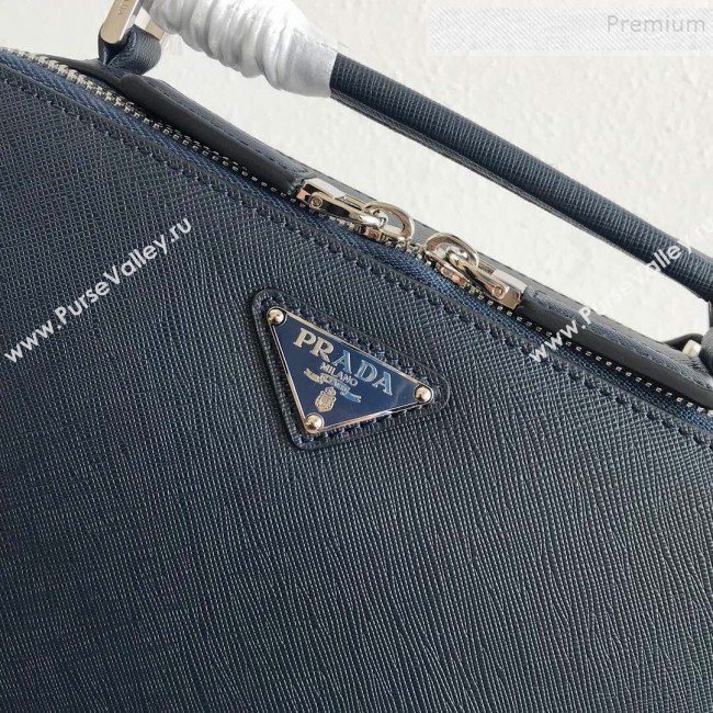 Prada Mens Saffiano Leather Square Bandoleer Shoulder Bag 2VH069 Navy Blue 2019 (PYZ-9091834)