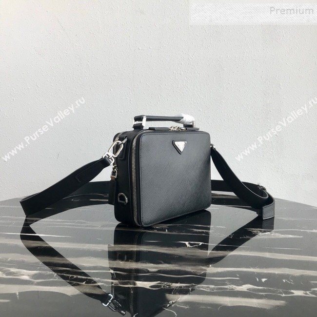 Prada Mens Saffiano Leather Square Bandoleer Shoulder Bag 2VH069 Black 2019 (PYZ-9091835)