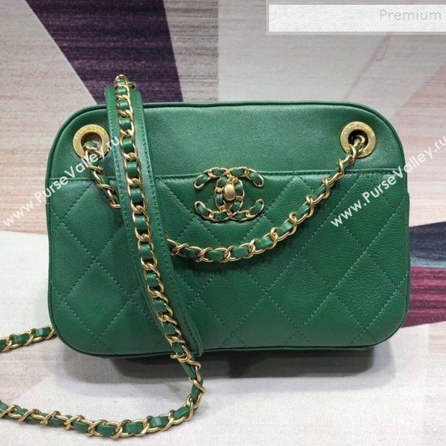 Chanel Quilted Lambskin Chain CC Camera Case AS0971 Green 2019 (KAIS-9091601)