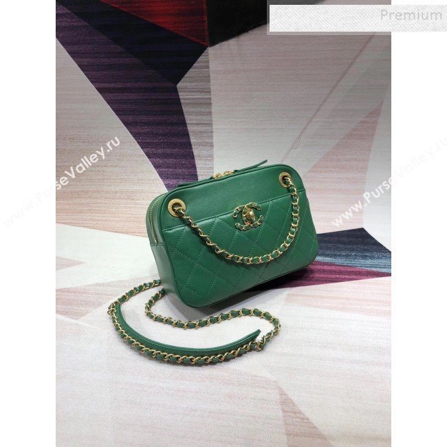 Chanel Quilted Lambskin Chain CC Camera Case AS0971 Green 2019 (KAIS-9091601)