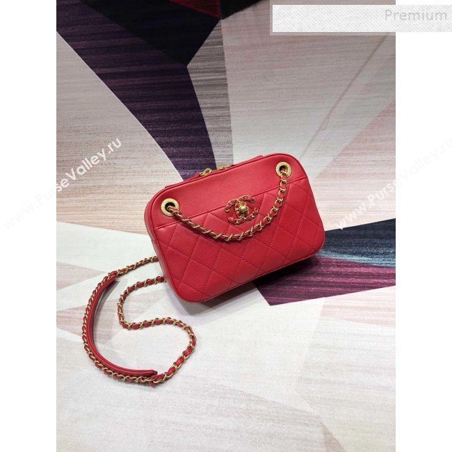 Chanel Quilted Lambskin Chain CC Camera Case AS0971 Red 2019 (KAIS-9091602)