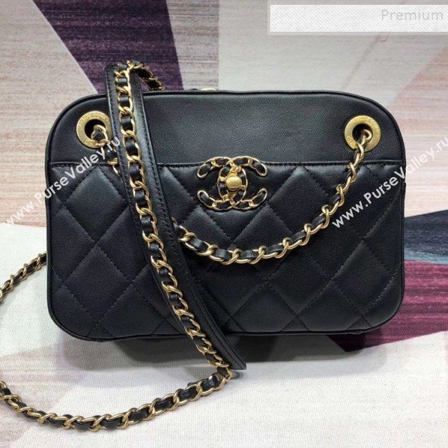 Chanel Quilted Lambskin Chain CC Camera Case AS0971 Black 2019 (KAIS-9091604)