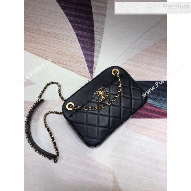 Chanel Quilted Lambskin Chain CC Camera Case AS0971 Black 2019 (KAIS-9091604)