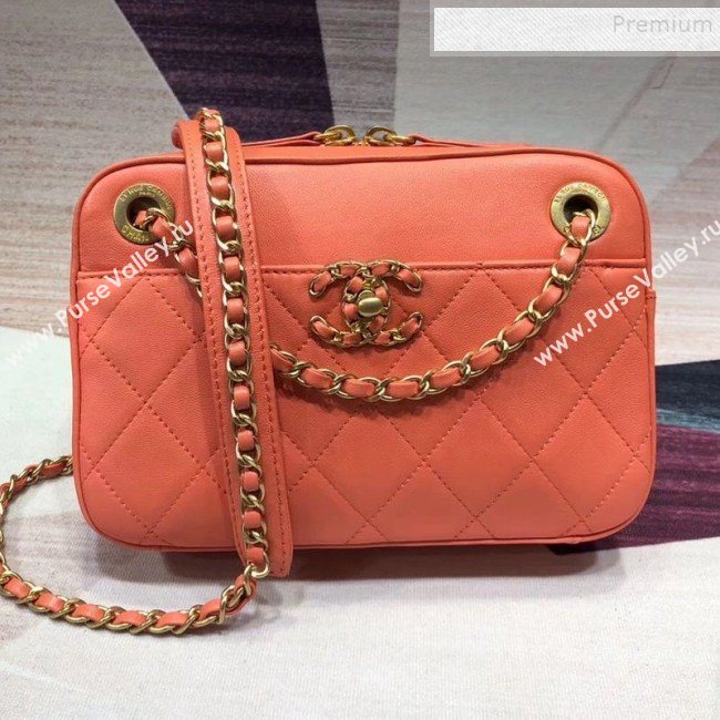 Chanel Quilted Lambskin Chain CC Camera Case AS0971 Orange 2019 (KAIS-9091605)