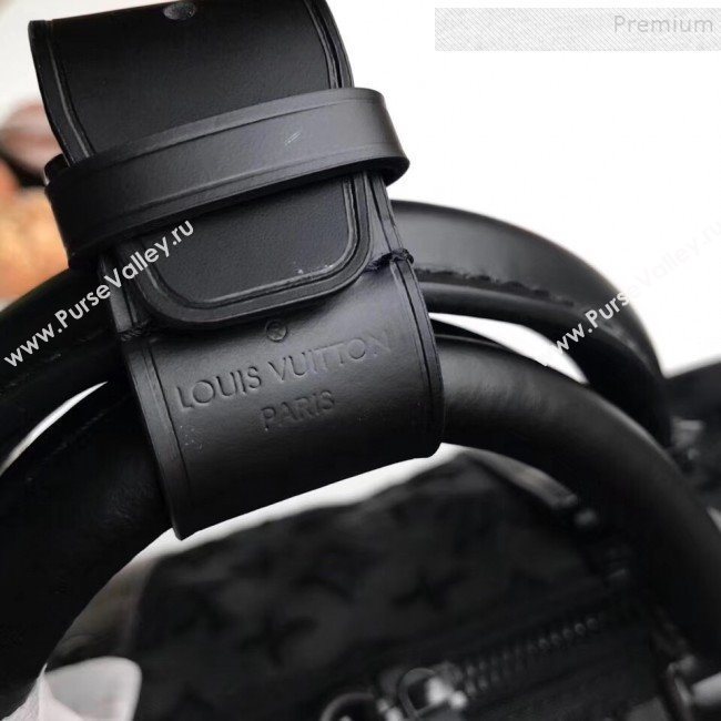 Louis Vuitton Mens Keepall Bandoulière 50 Monogram Embroidered Mesh Travel Bag M53971 Black 2019 (FANG-9092115)