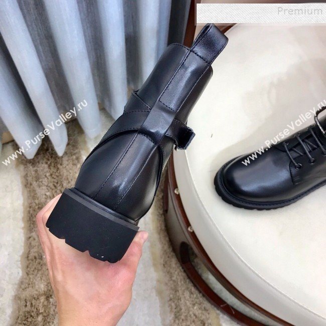 Valentino Calfskin VLogo Buckle Short Boots Black 2019 (HUANGZ-9091921)