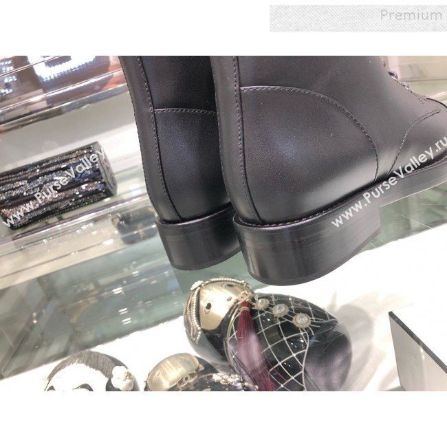 Chanel Calfskin Short Flat Boots G34954 Black 2019 (XO-9091926)