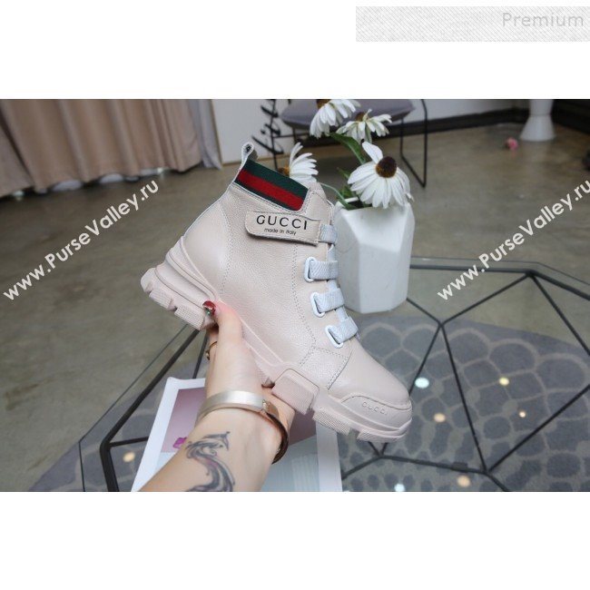 Gucci Web Calfskin Short Sneaker Boots White 2019 (DLY-9092001)