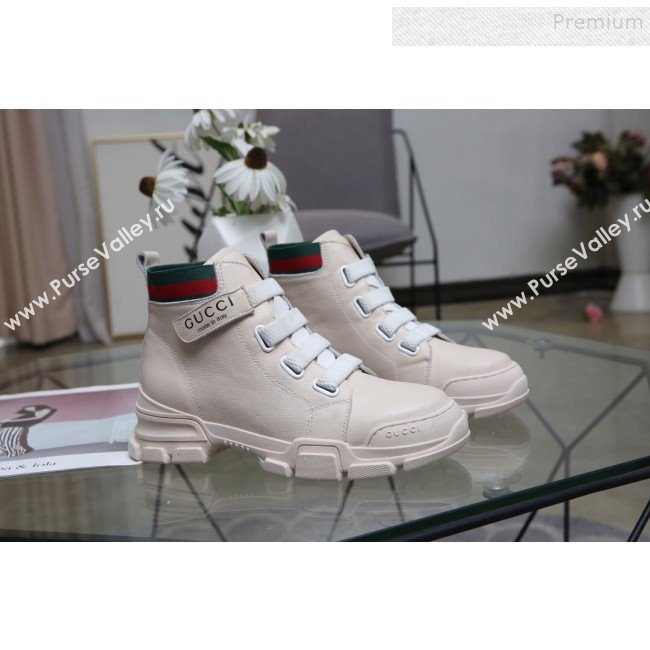 Gucci Web Calfskin Short Sneaker Boots White 2019 (DLY-9092001)