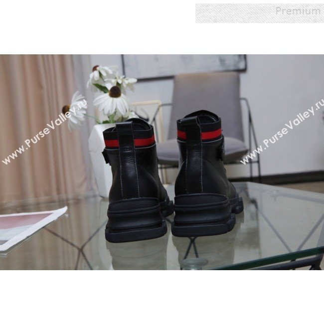 Gucci Web Calfskin Short Sneaker Boots Black 2019 (DLY-9092002)
