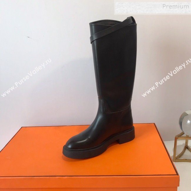 Hermes Variation Calfskin Kelly High Boots Black 2019 (DLY-9092012)