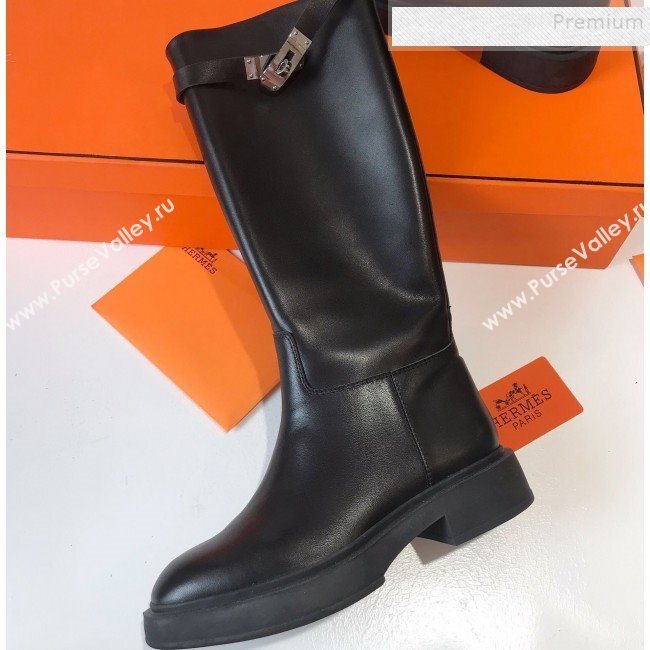 Hermes Variation Calfskin Kelly High Boots Black 2019 (DLY-9092012)