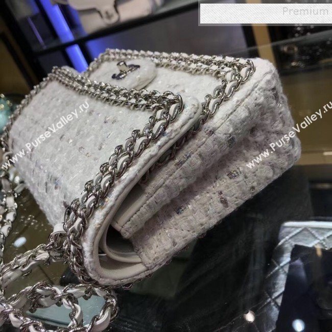Chanel Tweed Chain Trim Medium Flap Bag White 2019 (YD-9092102)
