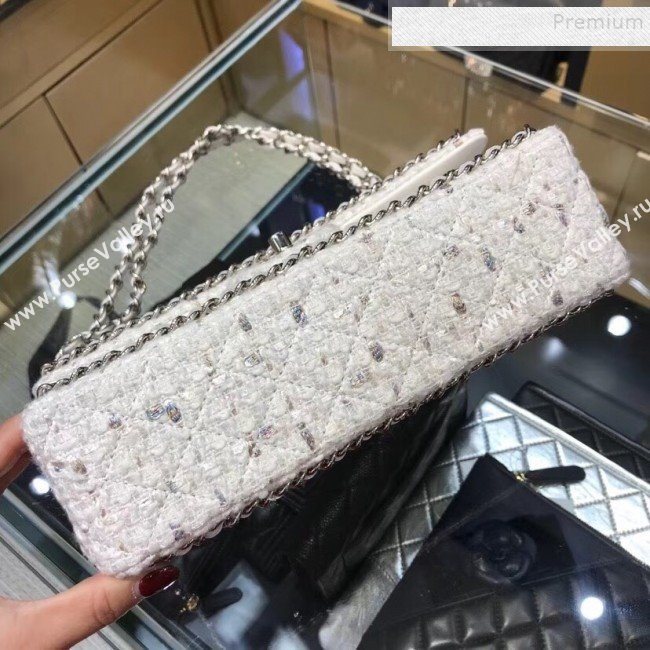 Chanel Tweed Chain Trim Medium Flap Bag White 2019 (YD-9092102)