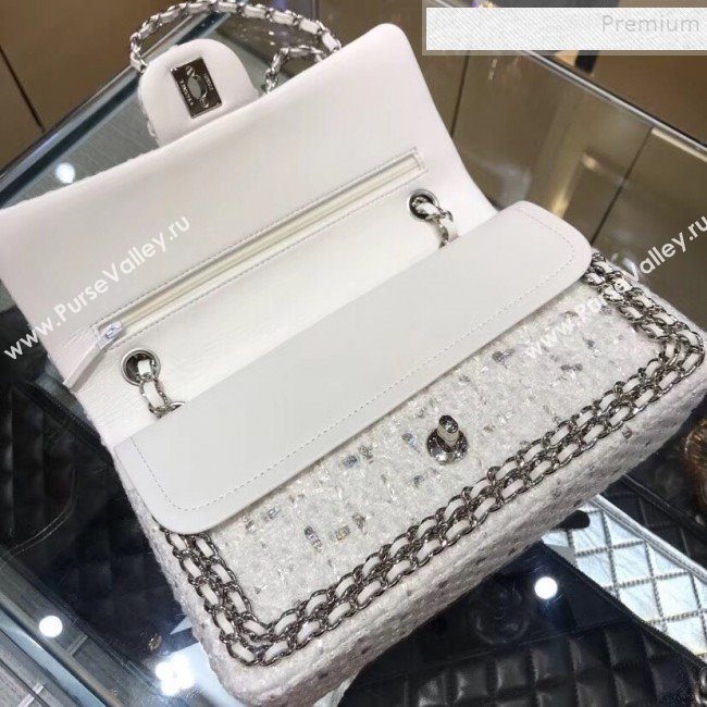 Chanel Tweed Chain Trim Medium Flap Bag White 2019 (YD-9092102)